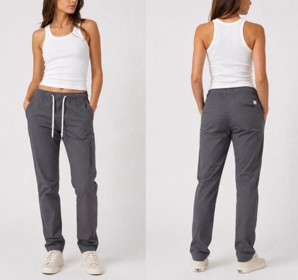 VUORI Women’s RIPSTOP Pants Black Charcoal Size M Organic Cotton Stretch #101